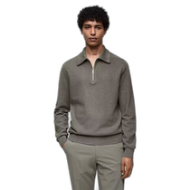 (Direct mail from the United States) MANGO mens zipper collar knitted Polo shirt comfortable and fashionable suitable for casual occasions