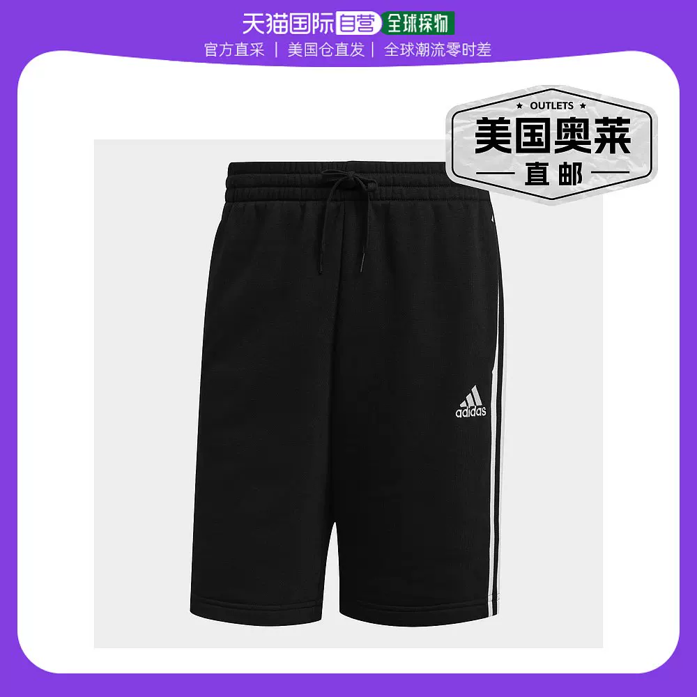 [Мужские шорты adidas Essentials Fleece 3-Stripes - черные / белые]