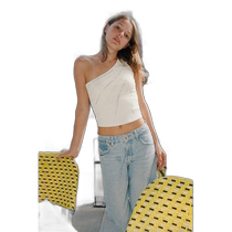 US direct mail ZARA JAPAN rhinestone asymmetric rib top 6050 332 white
