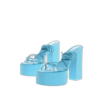 Paris Texas Platform Mules Malena with Gladiator Buckle 12cm - Blue (US
