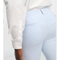 Hong Kong direct mail trendy luxury ASOS mens design tight linen plaid suit pants (puppytooth) (blue)