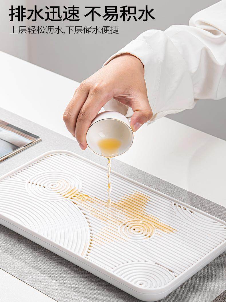 Dehua White Porcelain Gaiwan Tea Set, Can Be Suspended, High-End Chinese-Style Household Tea Brewing Set, Ceramic Kung Fu Tea Cup and Tea Tray