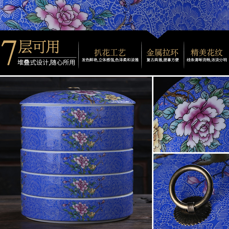 Ceramic tea pot puer tea cake home storage POTS sealed as cans and tea, tea boxes, multilayer moistureproof tea urn