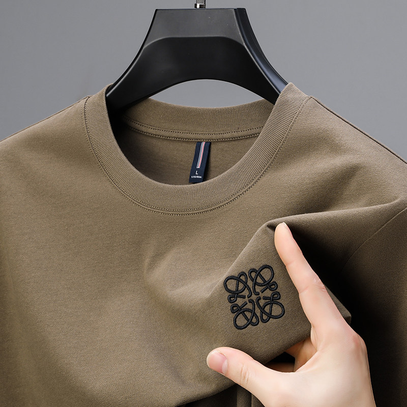 Suitable for the Fuluoyiwei Collaboration, Heavyweight 100% Pure Cotton Short-Sleeve Men's Summer Hot-Selling Trendy Brand Embroidered All-Cotton T-Shirt Suitable for the Fuluoyiwei Collaboration, Heavyweight 100% Pure Cotton Short-Sleeve Men's Summer Hot-Selling Trendy Brand Embroidered All-Cotton T-Shirt