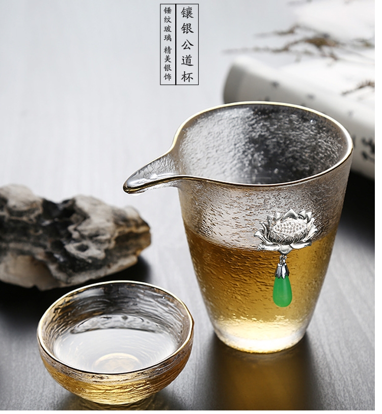 Royal pure manual set fair silver glass cup more large heat points of tea, tea sea hammer Japanese tea set
