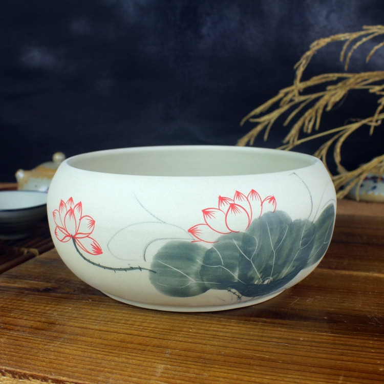 Tea to wash to the coarse pottery large wash to ceramic bowl hand - made of CPU writing brush washer from kung fu Tea cup Tea accessories water jar