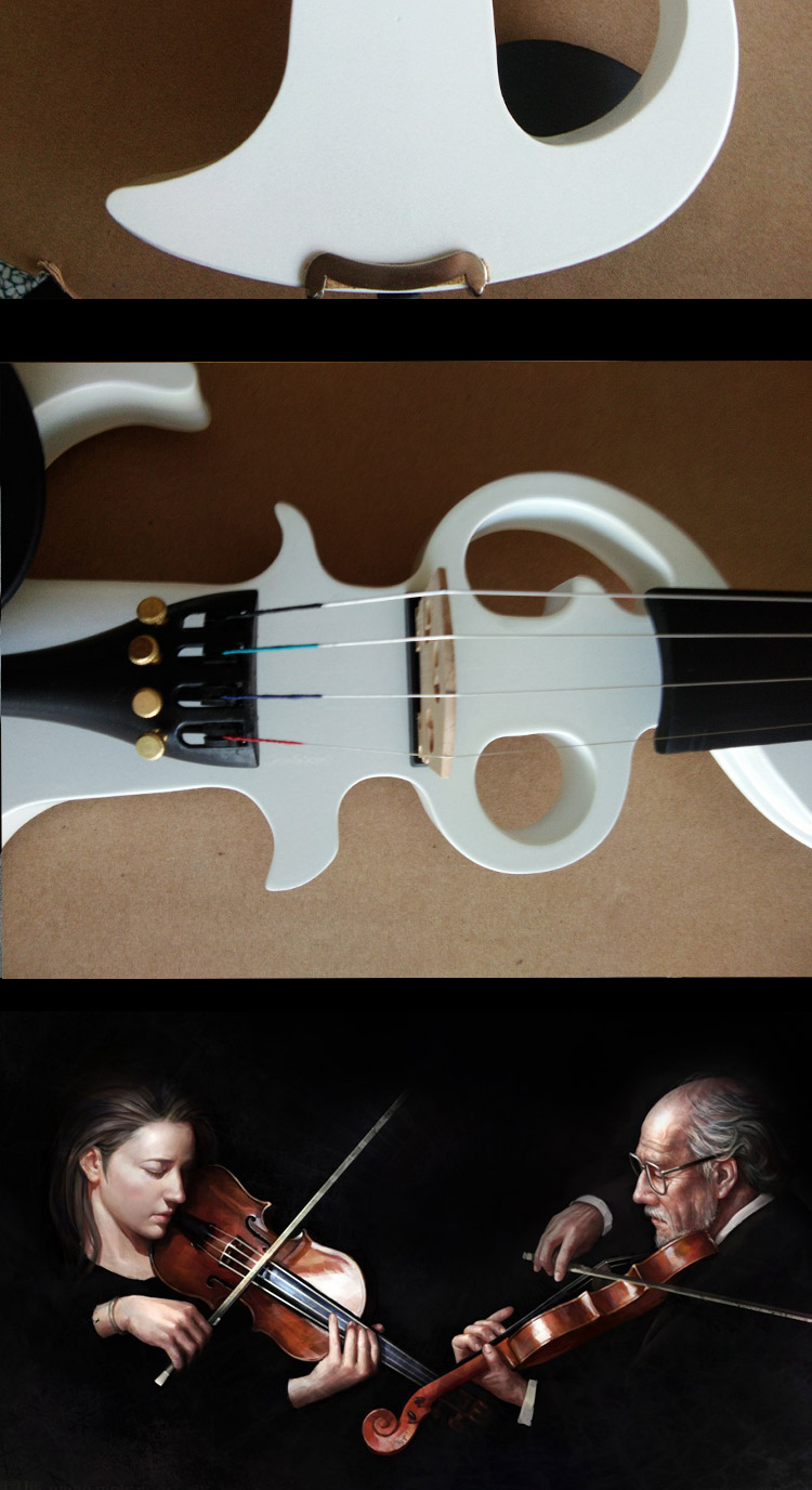 Nhạc cụ violin điện tử màu trắng mát mẻ Tất cả đàn violin điện thủ công có nơ trắng - Nhạc cụ phương Tây đàn guitar acoustic
