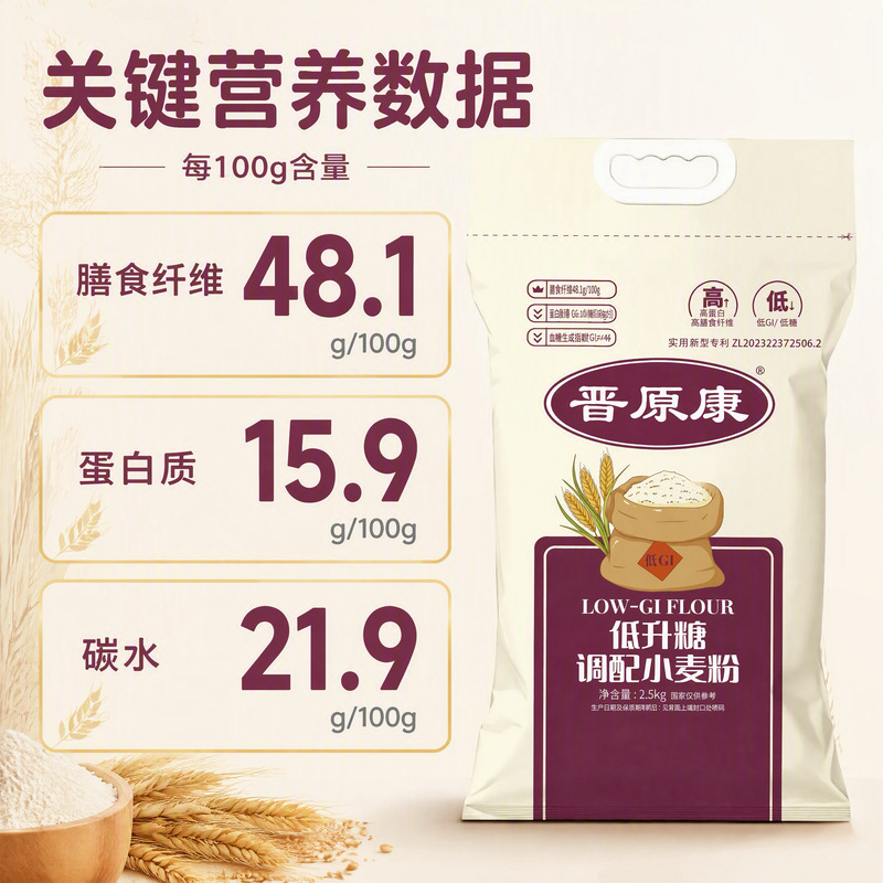 【Low Glycemic Index】Delicious Low Gi Flour for Diabetics, Stable Low Glycemic Index, High Protein, Low Carbohydrates as Low as 21.9g 【Low Glycemic Index】Delicious Low Gi Flour for Diabetics, Stable Low Glycemic Index, High Protein, Low Carbohydrates as Low as 21.9g