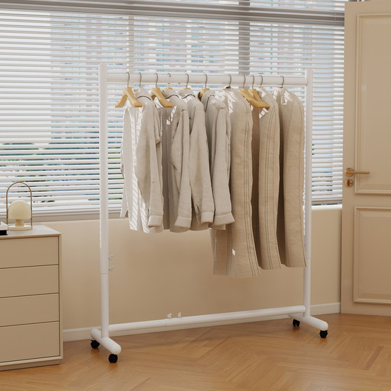 Simple Floor-Standing Retractable Adjustable Clothes Drying Rack Indoor Mobile Clothes Rack Double-Layer Drying Rack for Home Bedroom Balcony