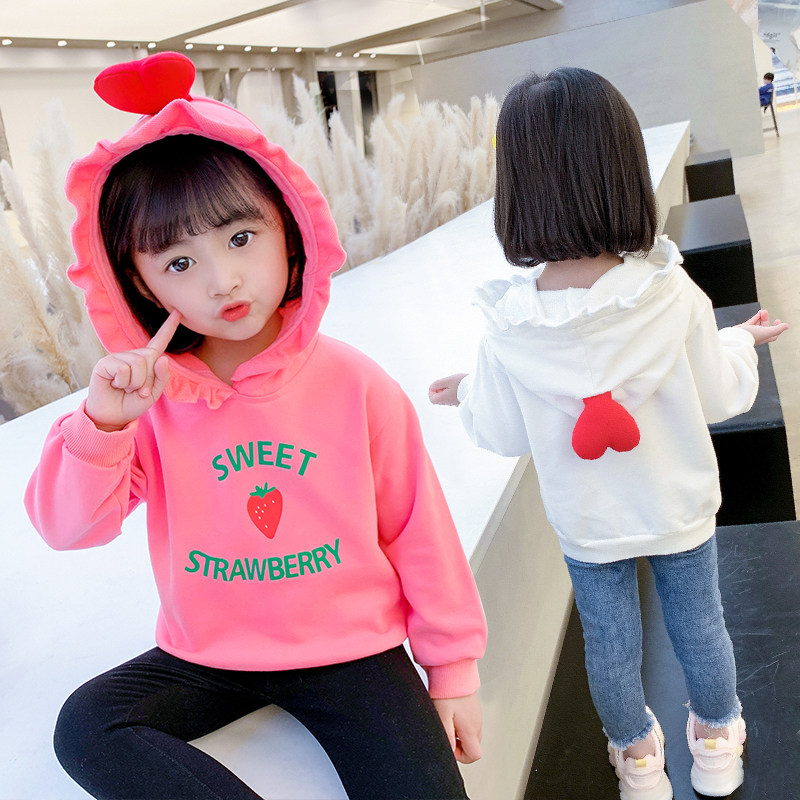 Girls stitching fake two-piece sweater spring and autumn children's Western style Korean version loose hoodie baby pullover top