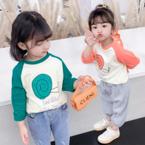 Girl Candy Purple Beating Undershirt Spring Autumn Dress Child Foreign Air Loose Slim Fit Long Sleeve T-Shirt Baby Pure Cotton Blouse