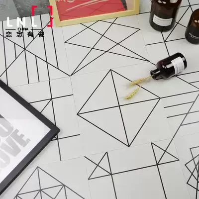 Nordic style black and white geometric mix and match tiles Kitchen powder room non-slip floor tiles Dining room wall tiles Background tiles 300