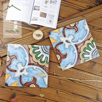 Hand-painted vintage tiles Flower pieces Antique tiles Floor tiles Nordic living room Dining room Kitchen bathroom Balcony 300