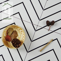 Nordic simple modern tile mosaic maze geometric lines black and white tiles Non-slip wall tiles Floor tiles 200 300
