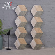 Cement gray three-color parquet geometric hexagonal tiles Kitchen bathroom floor tiles Balcony garden non-slip tiles 200230