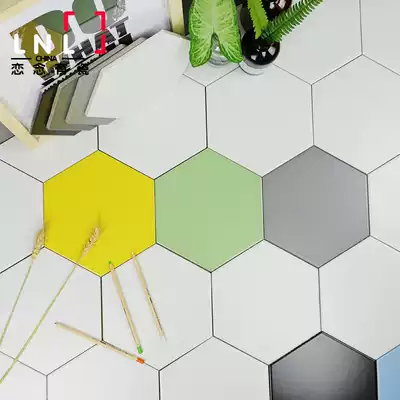 Nordic powder room hexagonal brick Kitchen non-slip black and white gray tile floor tile Bathroom hexagonal wall brick 200*230