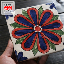 Spanish hand-painted small tiles kitchen and bathroom restaurant stair tiles art background wall color flowers waist line tiles 150