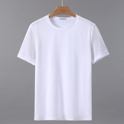 Men's all-cotton solid-color short-sleeved T-shirt. Summer outerwear T-shirt, spring and autumn innerwear T-shirt. White base layer top