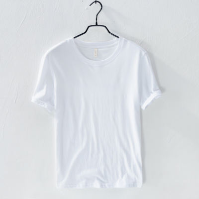 Men's solid-color round-neck short-sleeved T-shirt, a summer all-cotton shirt for young people to wear outside and inside with a loose and casual shirt