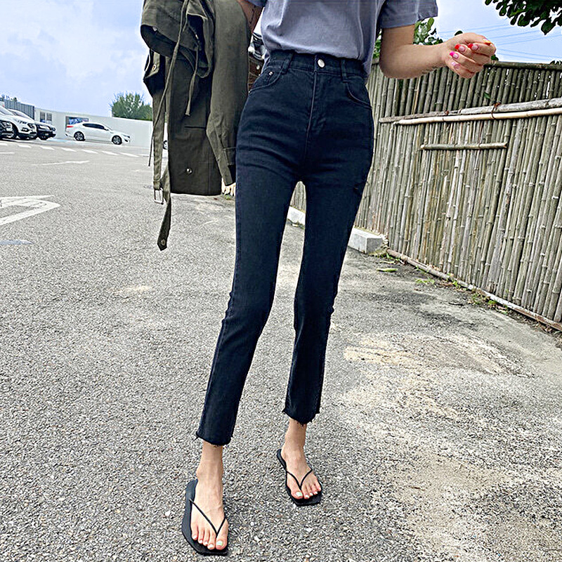 Black Jeans Woman Straight Barrel Pants Loose 2021 Spring Summer New High Waist Display High Display Slim Smoke Tube 90% Pants