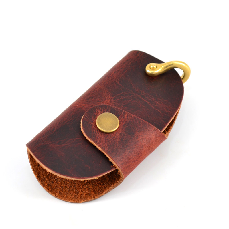 pihoo leather car key chain handmade leather key bag multifunctional simple key chain ring ring men's pendant