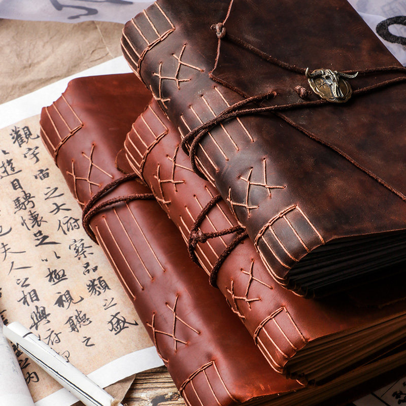 Custom hand-stitched leather photo album retro DIY cowhide baby growth manual wedding album graduation