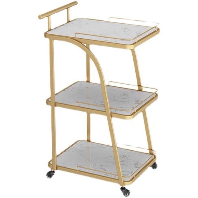 Nordic golden trolley simple household iron dining edge table light luxury mobile coffee table dining car storage rack corner table
