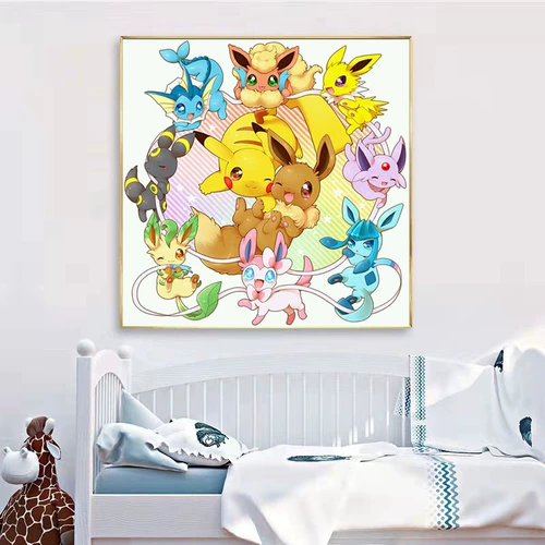 Пикачу мультфильм алмазная картина полная бриллиантов для гостиной и спальни маленькая вышивка крестиком 2025 новая детская ручная работа в рамке 5d