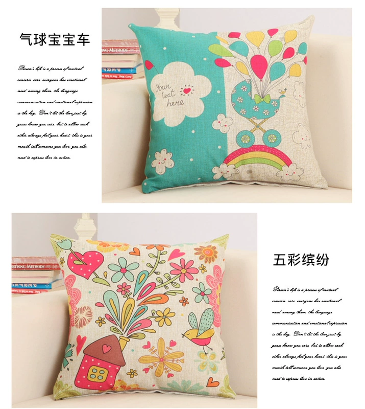 Phong cách Bắc Âu nhỏ gối hoạt hình tươi mà không có lõi vuông sofa gối đệm phòng khách sofa gối - Trở lại đệm / Bolsters goi tua lung