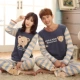 Bộ đồ ngủ mùa xuân và mùa thu đôi nam nữ cotton dài tay cỡ lớn cotton phục vụ nhà phiên bản Hàn Quốc đồ bộ kiểu mới
