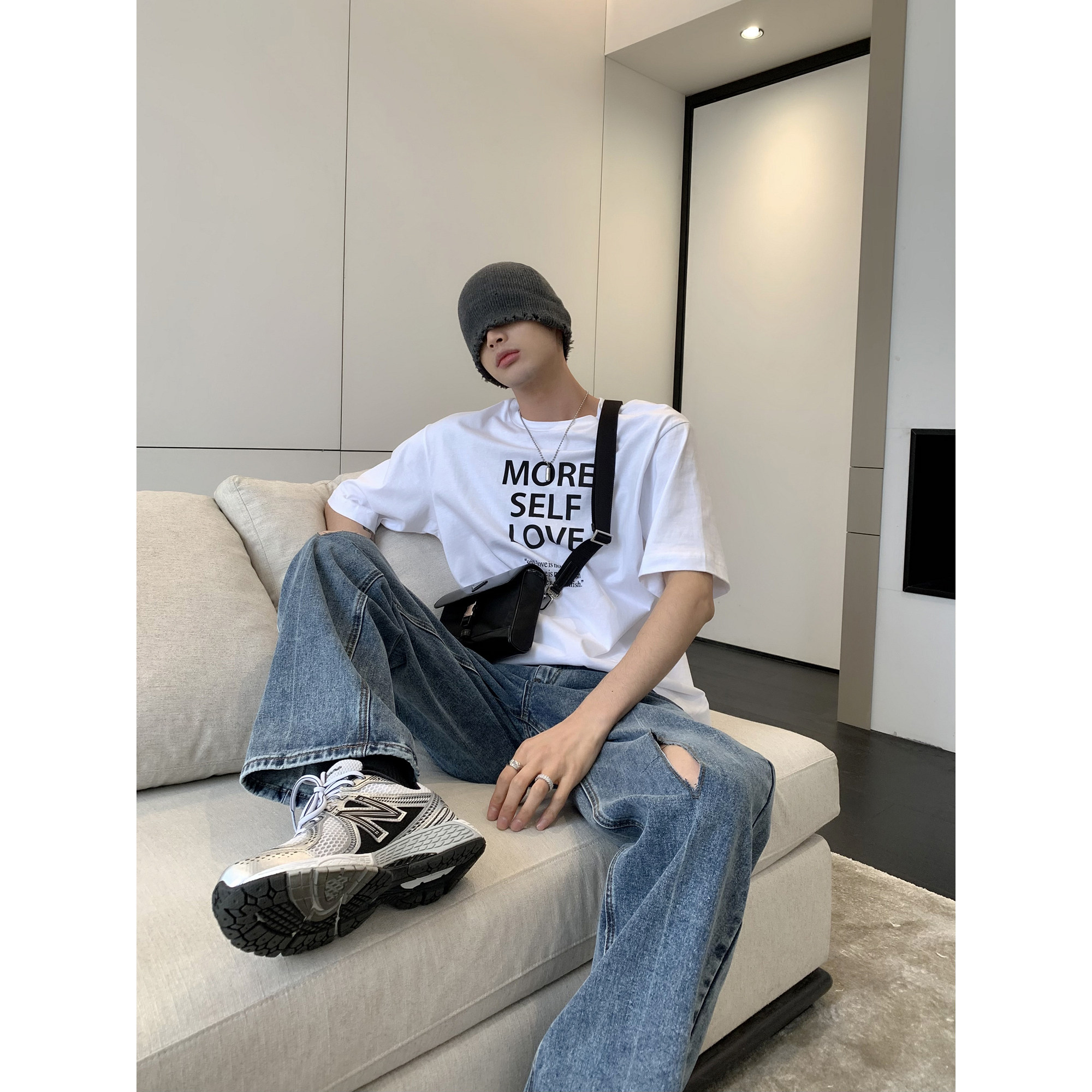 Soon to be sold out #2022 summer letter printing cotton fluorescent yellow green short-sleeved T-shirt boys trend couple wear