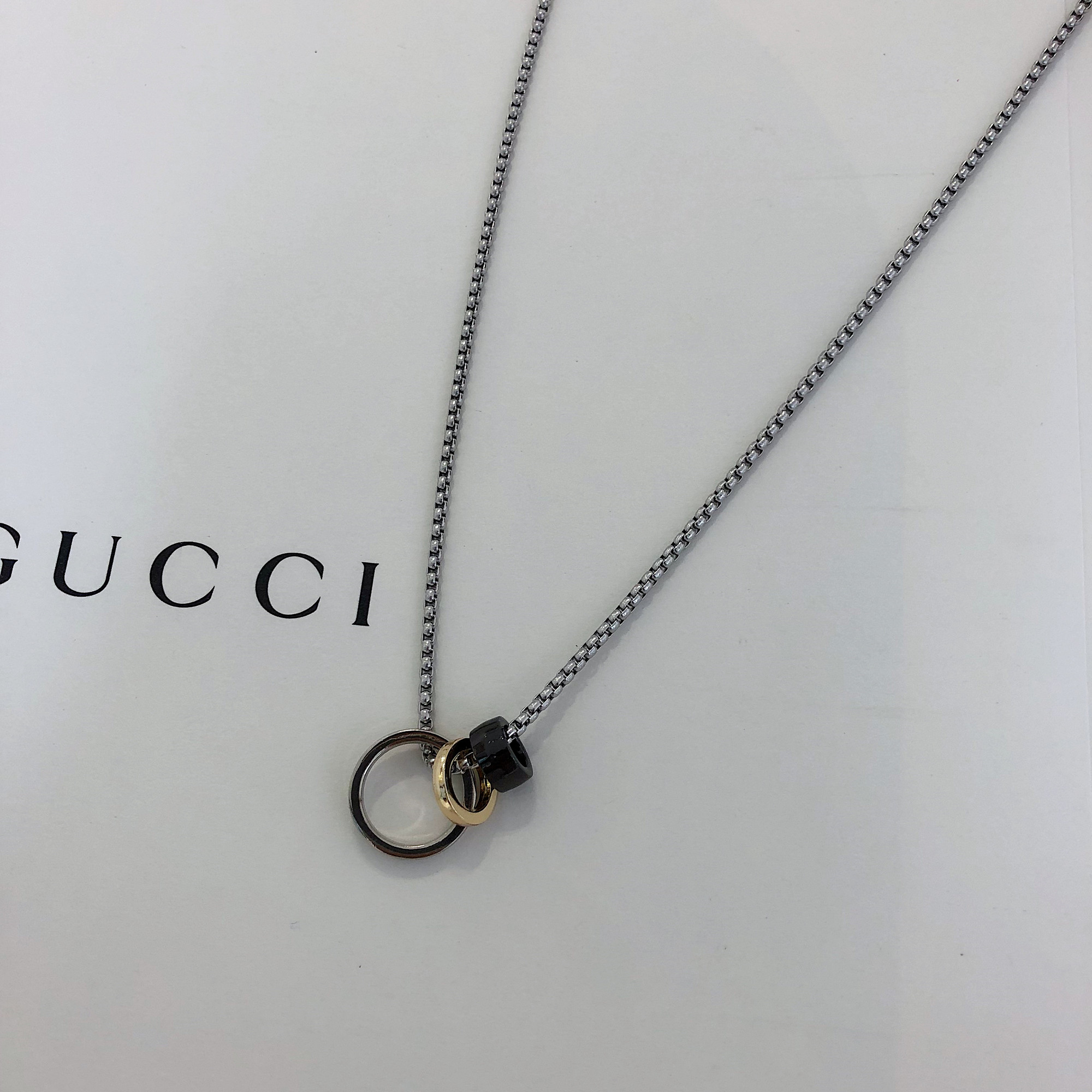 Attitude clothing wear necklace three-color ring design sense ins net red men and women's niche tide with clothes