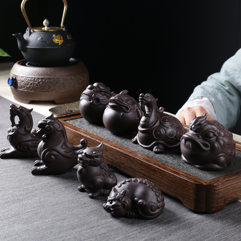 Clearance no longer production purple sand tea pet furnishing articles play kung fu tea accessories tea tea to keep spittor dragon turtle