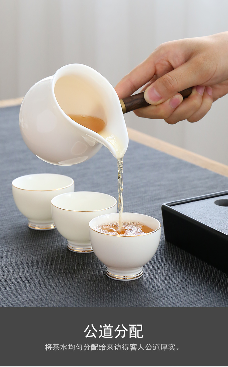 White porcelain suet jade porcelain tea set home office with a complete set of dehua ceramic contracted kung fu tea cups