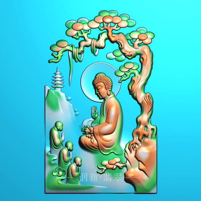 WD525 new epiphany asks the Buddha to ask Zen if it comes to pine tree emerald jade sculptured figurines and sculptured figurines