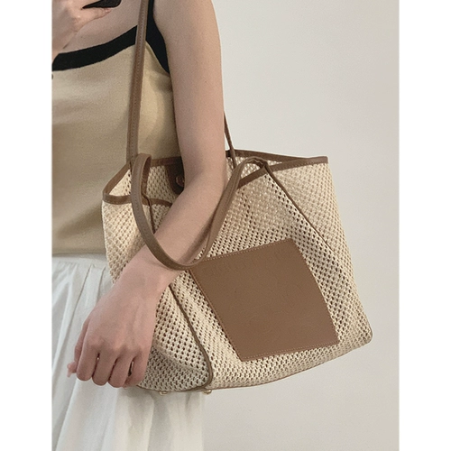 Вместительная и большая соломенная сумка через плечо, летняя плетеная универсальная сумка на одно плечо, коллекция 2023