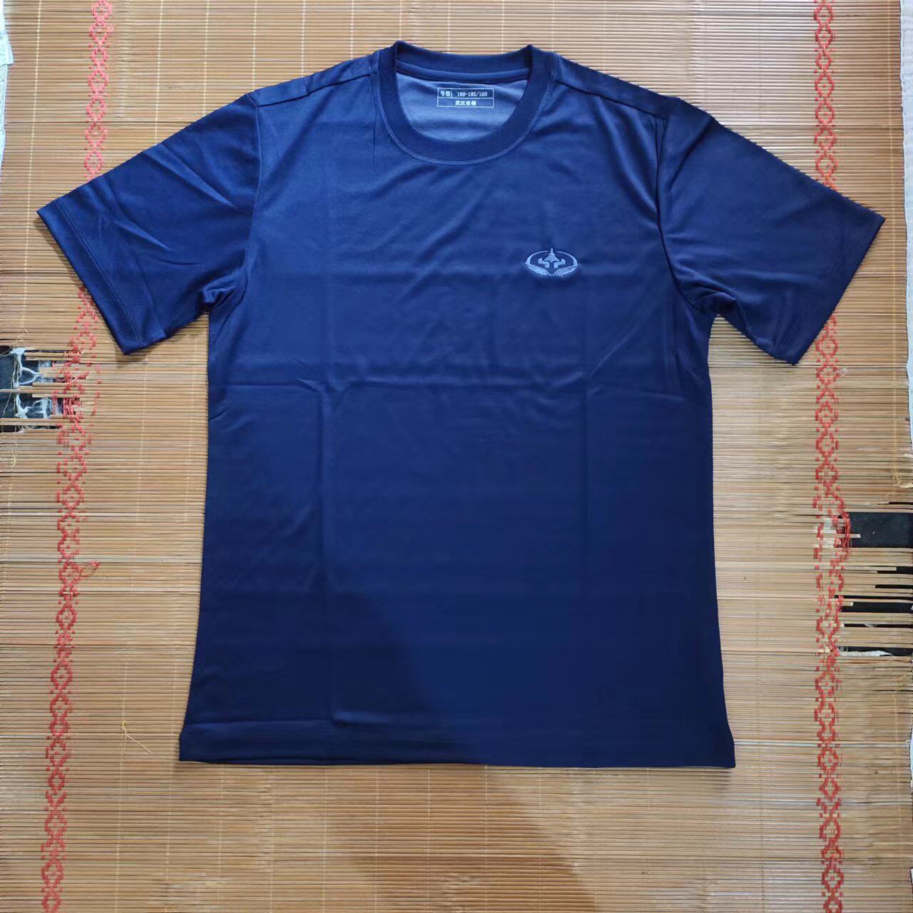 P14 type navy blue quick-drying ground crew round neck shirt 14 summer overalls short-sleeved round neck T-shirt ground work top