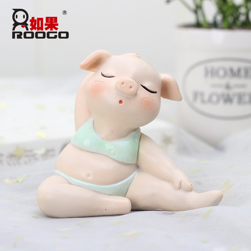 Yoga Piggy Swing Piece Goddess Cartoon On-board Swing Piece Cute Mesh Red Yoga Resin Total Control Bench Yoga Gallery Ornaments