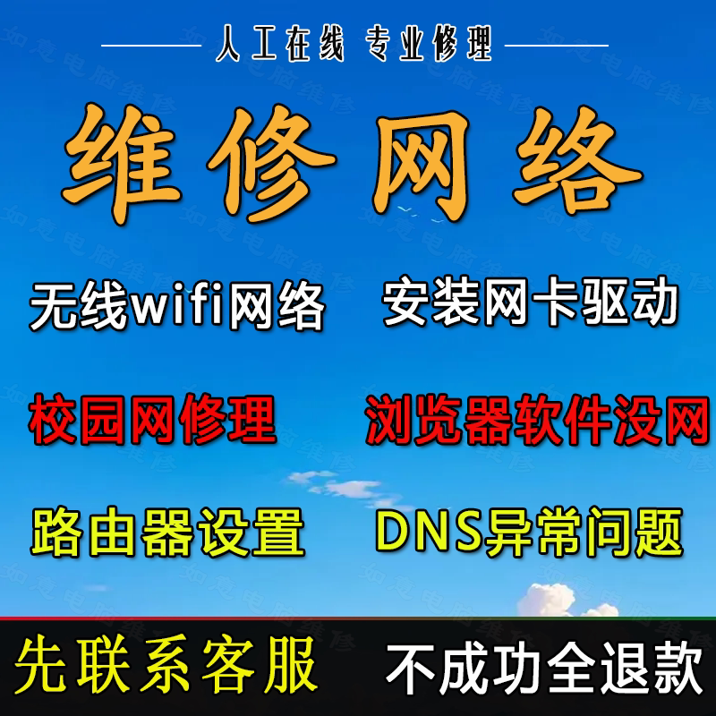 Computer Network Remote Repair, Dns Restoration, Laptop Wireless Wifi, No Internet, Campus Network Repair