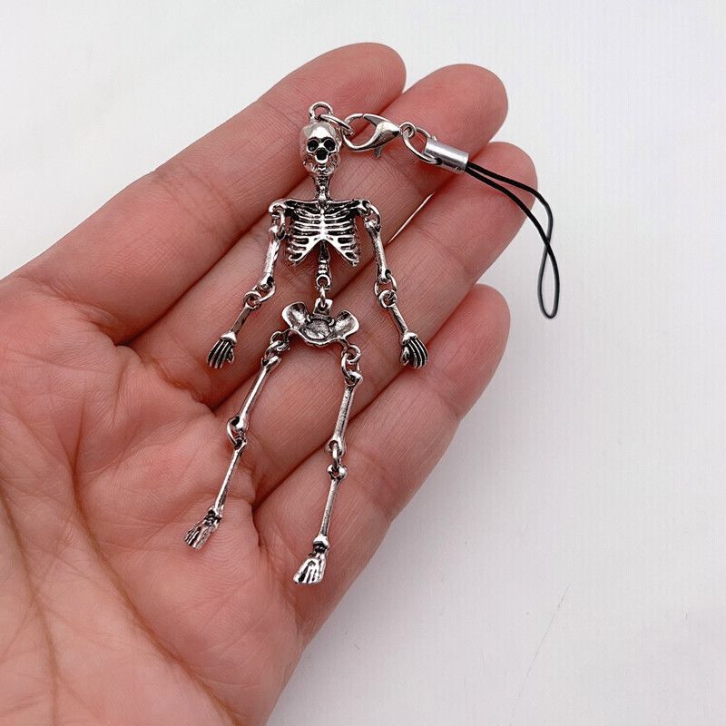 Ins Dark Punk Personalized Pendant Gift Mobile Phone Chain Movable Skull Phone Charm USB Flash Drive Backpack Pendant