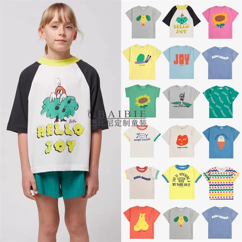 Летняя детская футболка с коротким рукавом, брендовая летняя одежда, 2025 года, европейский стиль, впитывает пот и запах