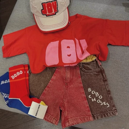 Брендовая летняя футболка с коротким рукавом для мальчиков, комплект для девочек, хлопковая толстовка, джинсы