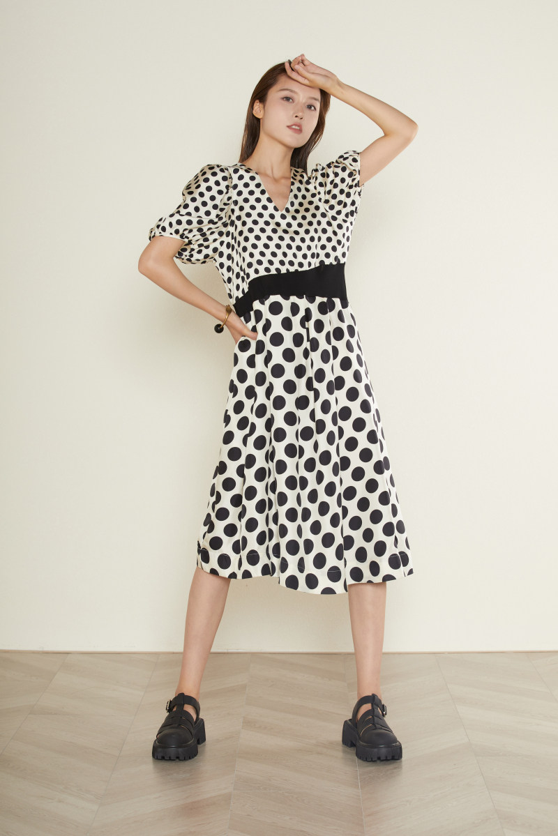 Advanced sense temperament Lean Casual Collection Waist Genuine Silk Polo Dot Ocean Dress Retro 2022 New style dress Children Summer