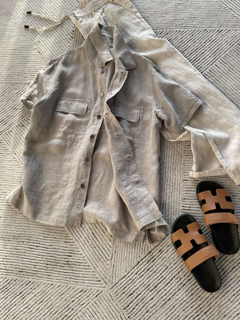 Imported woven linen wash thin leisure workers dress short sleeve shirt men loose high-sense shirt winter tide