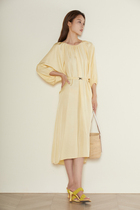 Nordic ins blogger wind 2021 Winter Tea break skirt Greek acetic acid pendulum type seven-point sleeve dress women