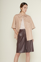Disc Live Closet Spain Small Sheep Leather Triangle Pocket Arteum Grade Naked Pink Loose Outline Middle Sleeve Fur Coat Woman