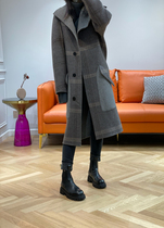 Xiangjia takes off from dusk Leather collar cashmere wool medium-long coat double-sided coat female