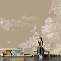 New Chinese Classical Landscape Painting TV Background Wall Paper Living Room Sofa Wall Cloth Hotel Wallpaper Seamless Bedroom Fresco