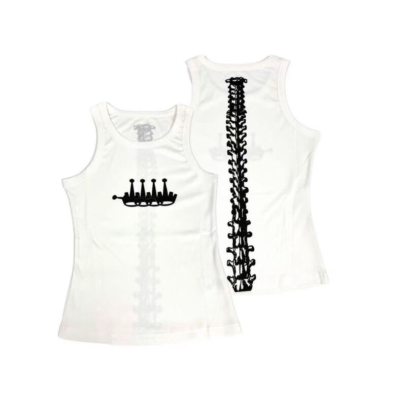 Focpatt Middle Finger Crown Spine Print Streetwear Ribbed Tank Top