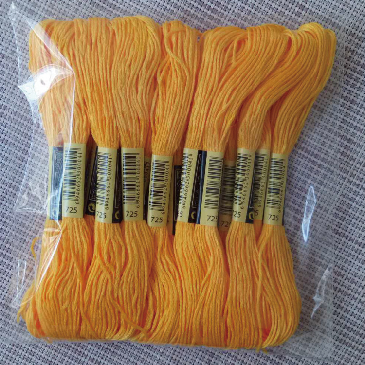 Thread number 725 a pack of 10 cross-stitch thread ecological cotton thread polyester cotton hand-sewn embroidery thread 1 piece 8 meters 6 strands